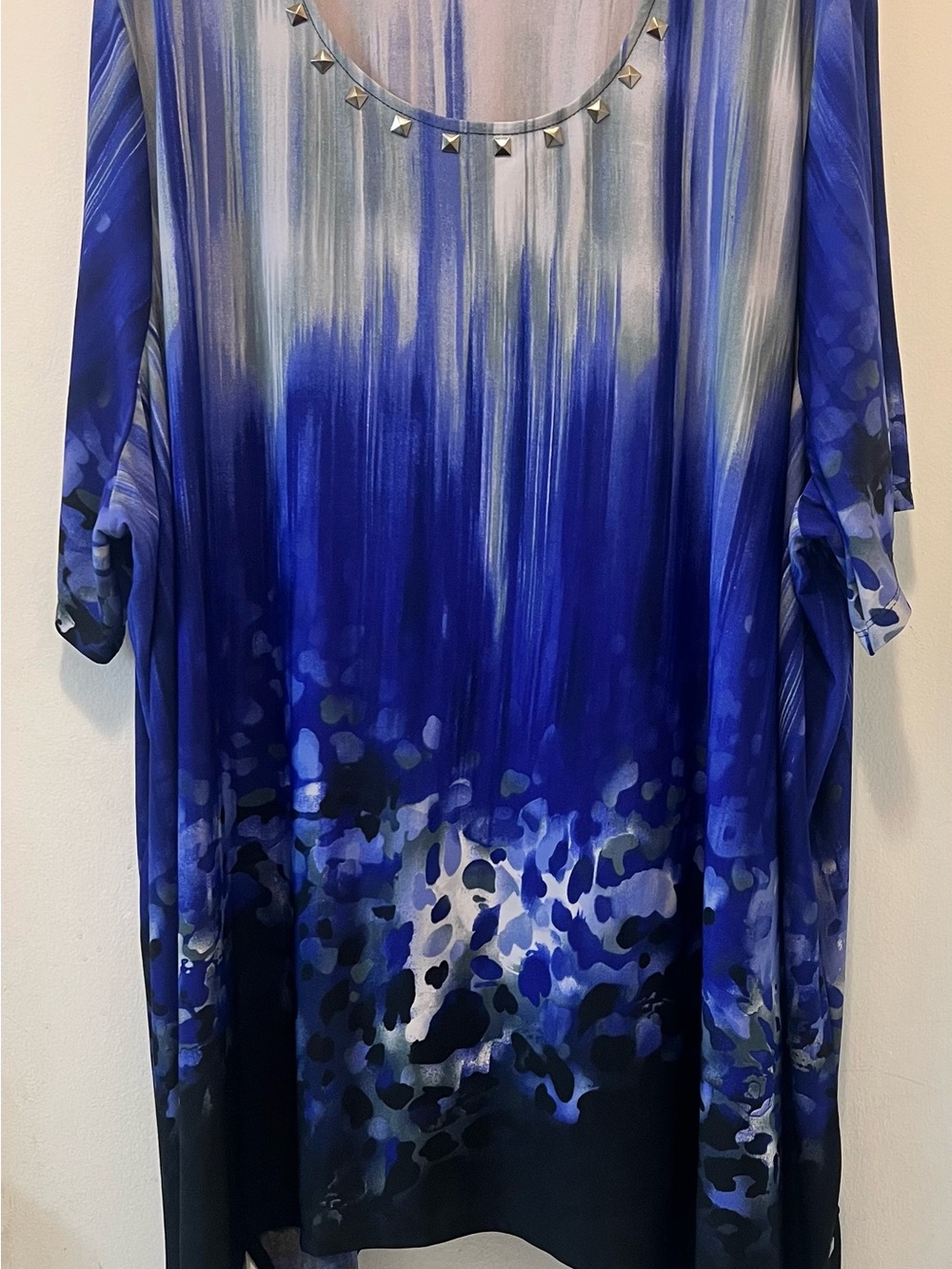 Maggie Barnes Blue Gradient Stud-Trim Blouse